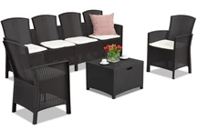 Technorattan set met verlengde bank Lido Coffee Box Max 6 bruin Bica