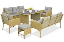 Tuinmeubelen van kunststof rotan met krukken Bari Apetito 8 Garden Point beige