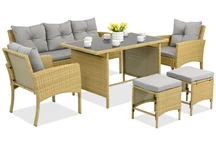 Tuinset van kunststof rotan met krukken Bari Garden Point beige