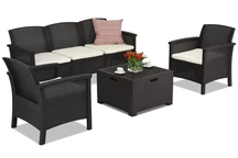 Venezia Coffee Box 5 Bica 3-zitsbank technorattan meubelset met box bruin