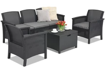 Venezia Coffee Box 5 antraciet Bica technorattan meubelset met 3-zitsbank met box