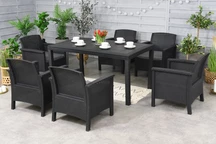 Venezia Premium 6 antraciet Bica technorattan eetset