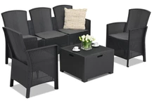 Technorattan meubelset met 3-zitsbank Lido Coffee Box 5 antraciet Bica met box