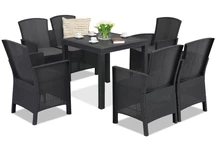 Technorattan set met tafel Lido Dallas Comida 6 antraciet Bica