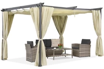 Antraciet terraspergola met gordijnen La Palma 3x3 Garden Point