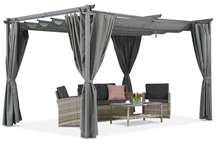 Antraciet terraspergola met gordijnen La Palma 3x4 Garden Point