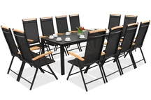 Verona aluminium polywood tuinmeubelen met grote Wood tafel voor 12 personen Garden Point zwart