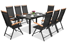 Verona polywood aluminium tuinmeubelen met grote Wood tafel voor 8 personen Garden Point zwart