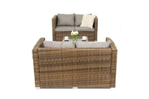 Roma Coffee technorattan meubel met kleine tafel voor 4 personen Garden Point bruin