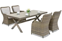 Londen technorattan eetset voor 4 personen Garden Point cappuccino