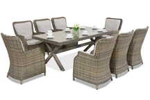Londen technorattan eetset voor 8 personen Garden Point cappuccino