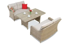 Toledo Apetito technorattan set met grote tafel voor 4 personen beige Garden Point
