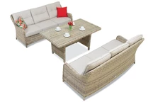 Toledo Apetito technorattan set met grote tafel voor 6 personen beige Garden Point