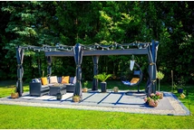 Barbados terraspergola 3x6 m met Garden Point gordijnen antraciet