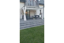 Barbados terraspergola 3x4 m met Garden Point gordijnen antraciet beige
