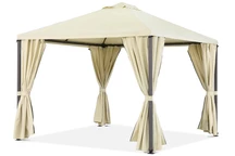 Beige tuinpaviljoen met gordijnen Madrid 3 x 3m Garden Point