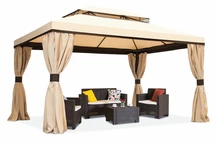 Crème tuinpaviljoen met gordijnen Valencia 3x6m Garden Point