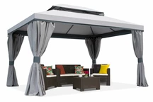 Grijs tuinpaviljoen met gordijnen Valencia 4x4m Garden Point