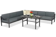 Grote hoekbank voor 6 personen met tafel Porto Comida 6 antraciet Garden Point