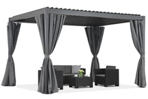 Lagos terraspergola 3x4 met Garden Point gordijnen antraciet