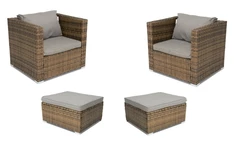 Roma Terrace technorattan tuinmeubelen + 2 Garden Point poefs bruin (1)