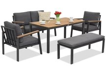 Zakintos Apetito 4 aluminium set met bank antraciet Garden Point