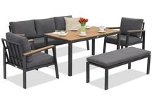 Zakintos Apetito 5 aluminium set met bank antraciet Garden Point