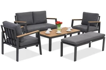 Zakintos Coffee 4 aluminium set met bankje antraciet Garden Point
