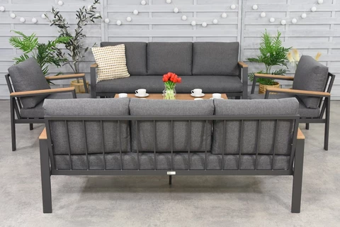 Zakintos Coffee 8 antraciet Garden Point luxe aluminium meubelset
