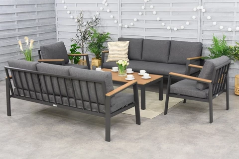 Zakintos Coffee 8 antraciet Garden Point luxe aluminium meubelset