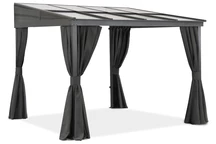 Aluminium terrasoverkapping 3 x 3 m Tarragona met Garden Point gordijnen antraciet