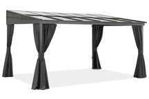 Aluminium terrasoverkapping 3 x 4 m Tarragona met Garden Point gordijnen antraciet