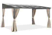 Aluminium terrasoverkapping 3 x 4 m Tarragona met Garden Point gordijnen beige