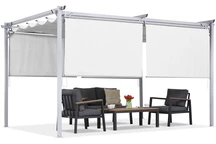 Witte terraspergola met rolgordijnen La Palma 3x4 Garden Point