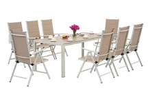 Aluminium tuinmeubelen met grote Polywood Verona tafel voor 8 personen Garden Point beige