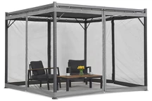 Antraciet Malaga terraspergola 3x3m met muggengaas Garden Point