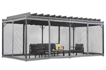 Antraciet Malaga terraspergola 3x6m met muggengaas Garden Point