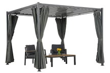 Antraciet Tasos terraspergola 3x3m met Garden Point gordijnen