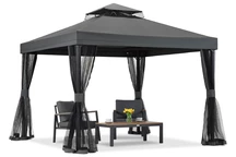 Antraciet tuinpaviljoen met klamboe Valencia 3x3 m Tuinpunt