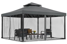 Antraciet tuinpaviljoen met klamboe Valencia 4x4 m Tuinpunt