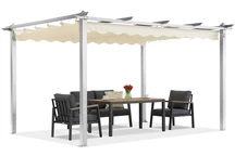 Barbados terraspergola 3x4 m Garden Point wit en beige