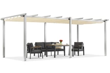 Barbados terraspergola 3x6 m Garden Point wit en beige