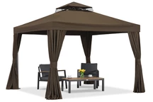 Bruin tuinpaviljoen met gordijnen Valencia 3x3m Garden Point
