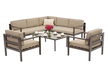 Garden Point hoekmeubelset voor 4 personen Porto Corner 6 bruin