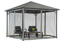 Itaka 3x3 tuinhuisje met klamboe antraciet Tuinpunt
