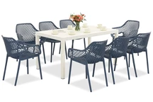 King/Aria tuinset wit en blauw voor 8 personen Bica