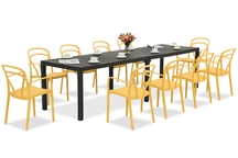King Double/Vague antraciet oranje tuinmeubelset voor 10 personen Bica