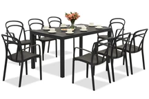 King/Vague antraciet tuinmeubelset voor 8 personen Bica