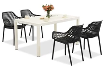 King/Aria wit en antraciet tuinmeubelset voor 4 personen Bica