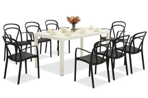 King/Vague wit en antraciet tuinmeubelset voor 8 personen Bica